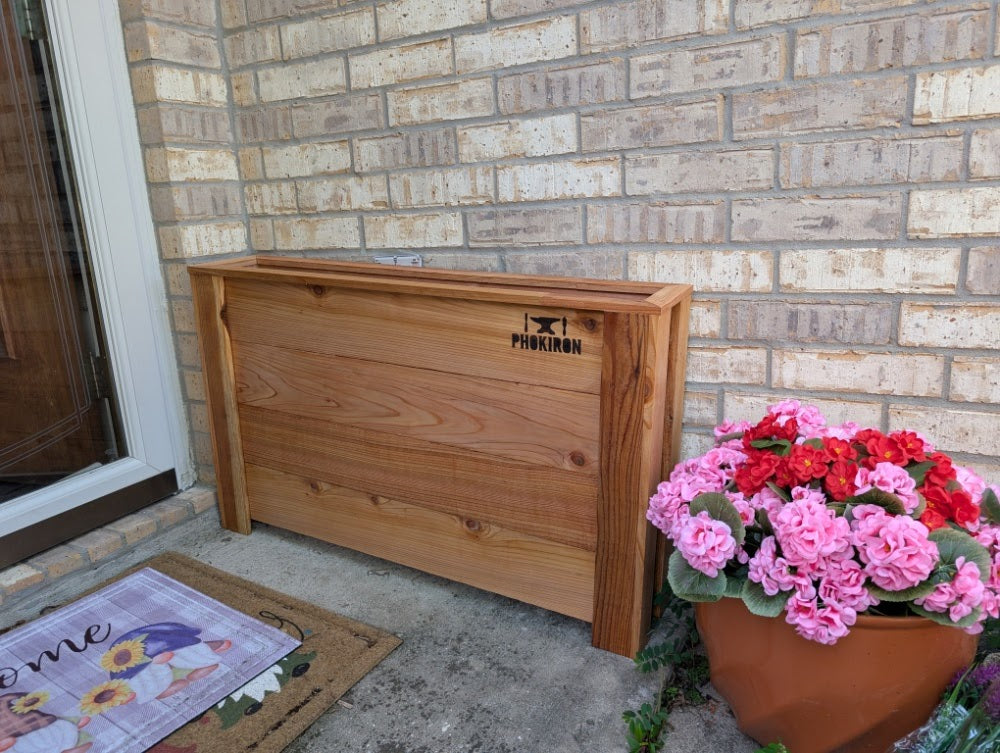Phokiron Slim Artisan Cedar Planter | Narrow Profile Entryway & Balcony Space-Saver