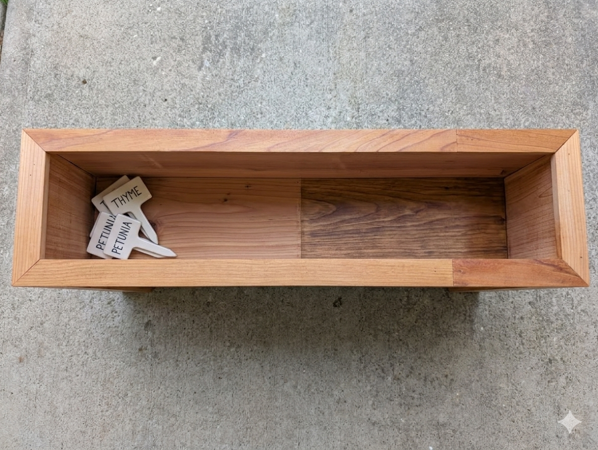 Phokiron Slim Artisan Cedar Planter | Narrow Profile Entryway & Balcony Space-Saver