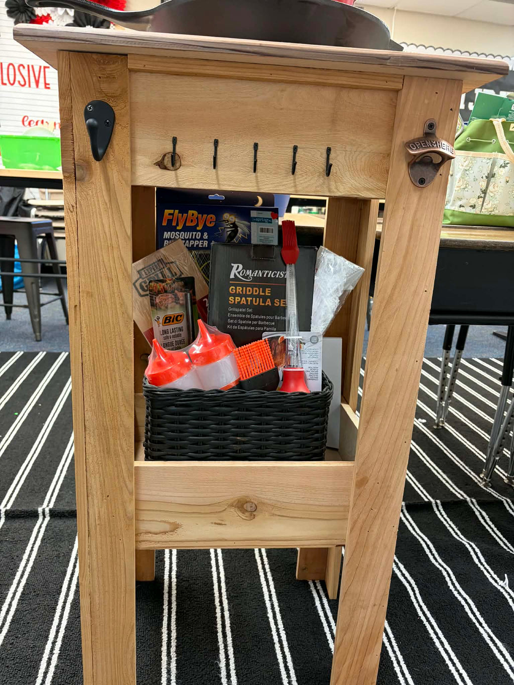 Cedar BBQ Side Table with Omni-Armor Top, Handcrafted Outdoor Kitchen Cart